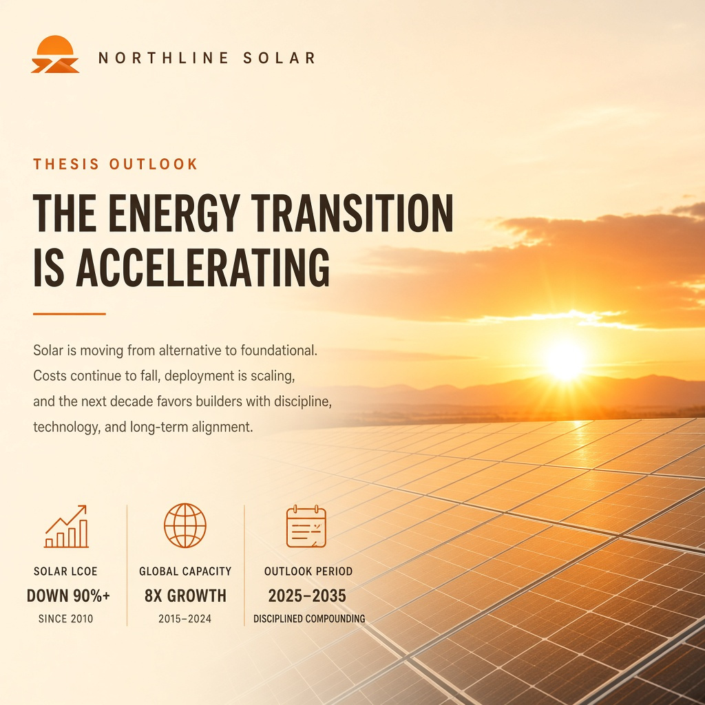 Sunrise over a geometric orange solar grid